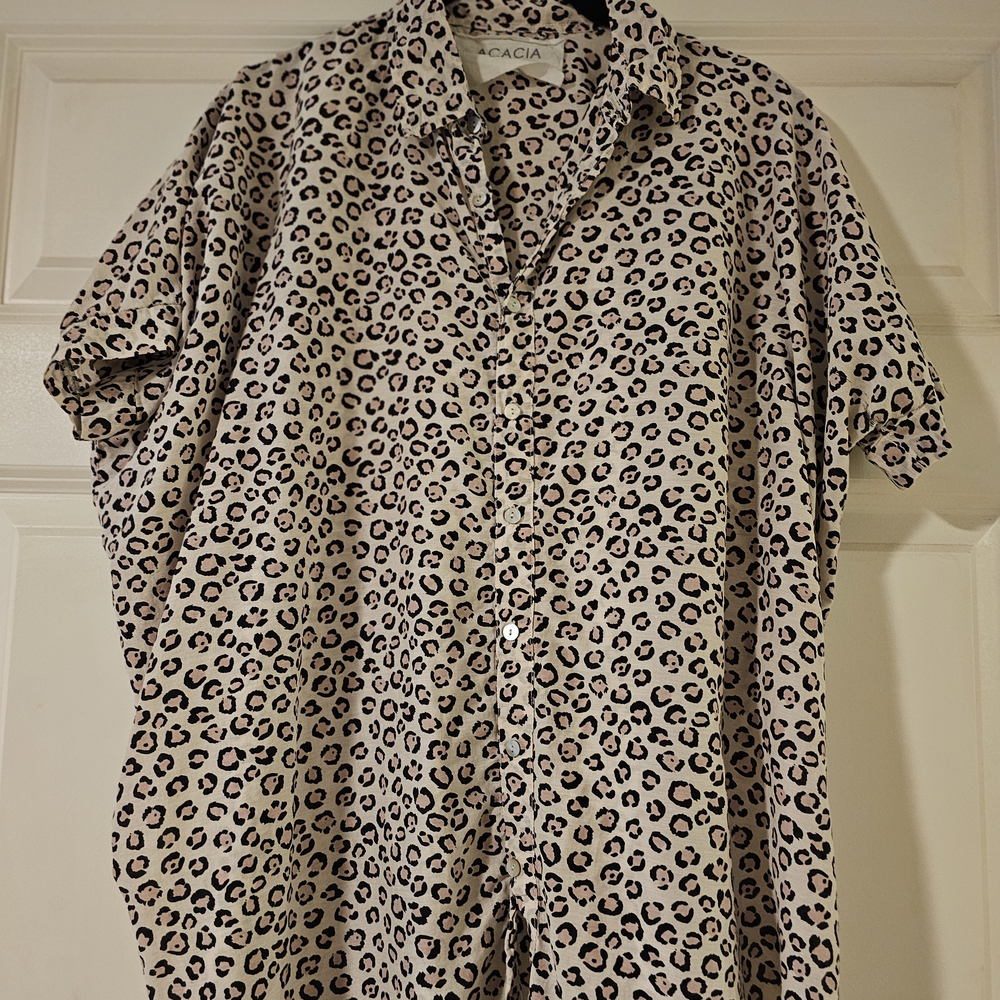 Acacia MOMBASA Swimwear Women's Casual Leopard Print Shirt - Black & White